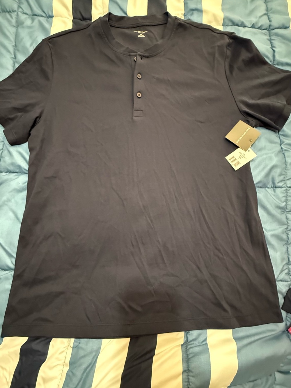 Saks Fifth Avenue Men's Navy Short-Sleeve Henley